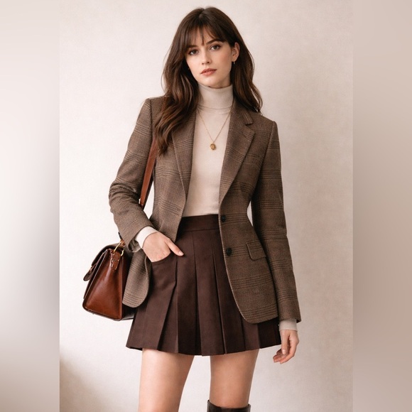 Jack Wills Jackets & Blazers - JACK WILLS Fox Brothers Lambswool Glen Plaid‎ Blazer British Tailored Jacket 6